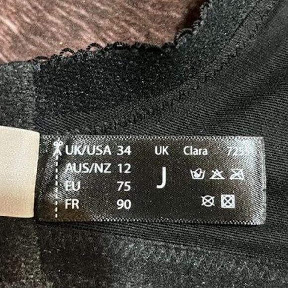 Panache Clara Full Cup Underwire Lace Bra Black 34J NWT - Picture 8 of 11